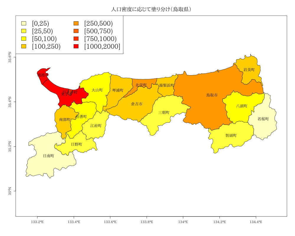 塗り分け地図1 統計ソフトrの備忘録２