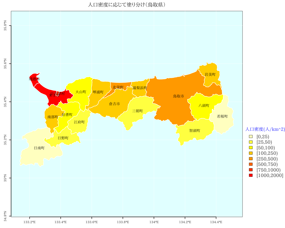 塗り分け地図1 統計ソフトrの備忘録２